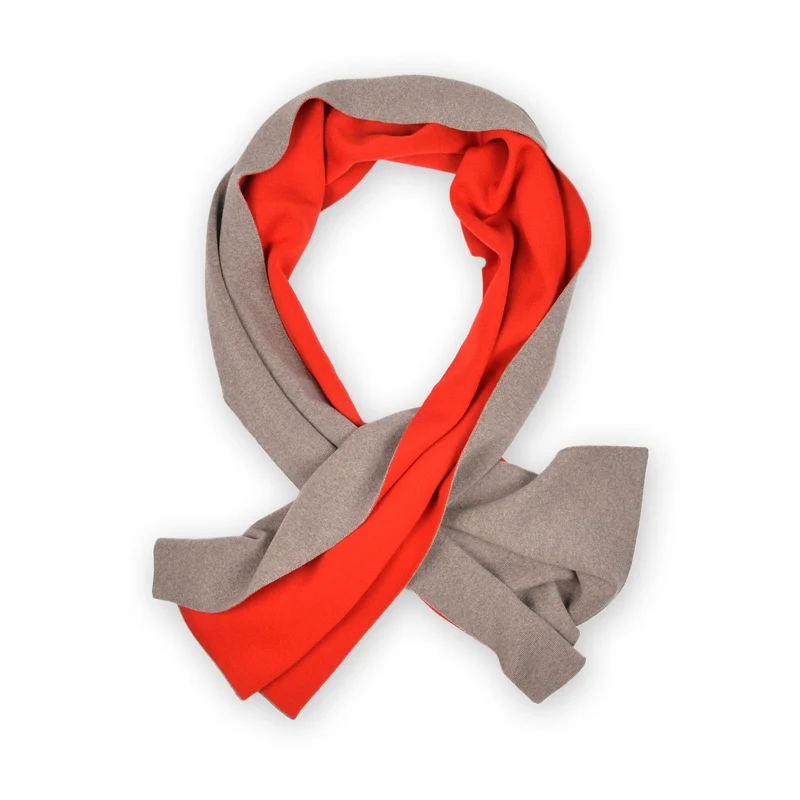 Schal Doubleface 50x180cm, rot/beige