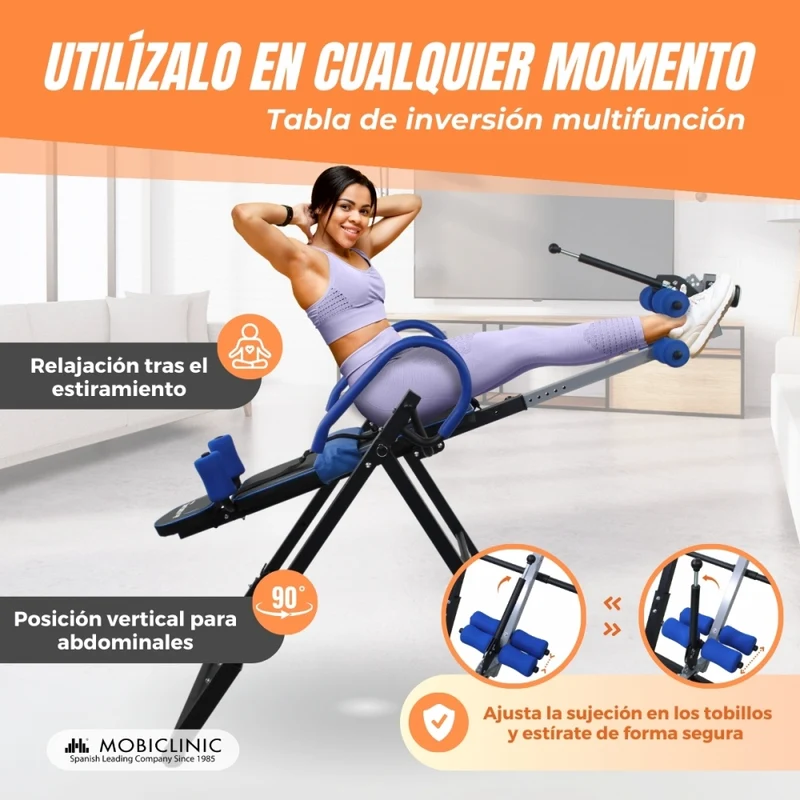 Inversionstisch |Klappbar|Verstellbar 131–190 cm |Max. 150 kg|Neigung 180º| Maximale Sicherheit| Stahl |Flexicare |Mobiclinic