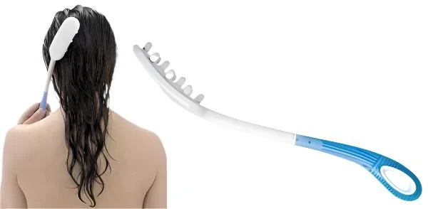 Duschbürste | Langer Griff | Ergonomisch | Weiß und Blau |