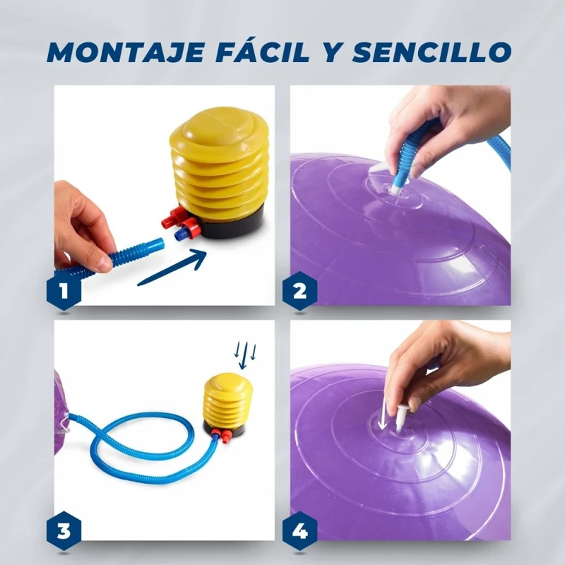 Pilates-Ball | 58 cm | Anti-Rutsch | Reißfest | Inklusive Inflator | Waschbar | Lila | PY-01 |Mobiclinic