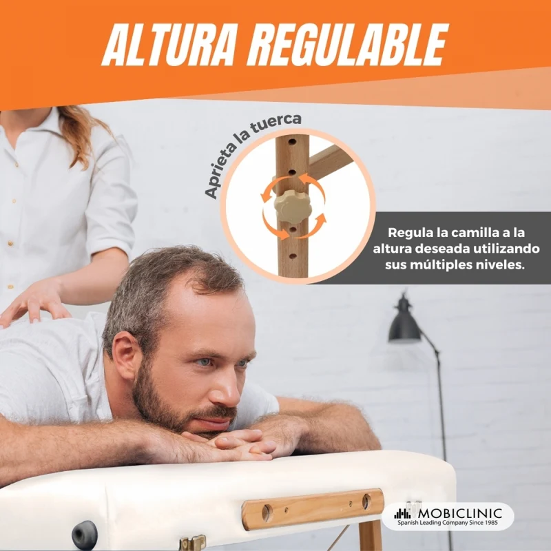 Massageliege klappbar | Kopfstütze | Tragbar | Holz | 186 x 60 cm | Creme | CM-01 LIGHT | Mobiclinic