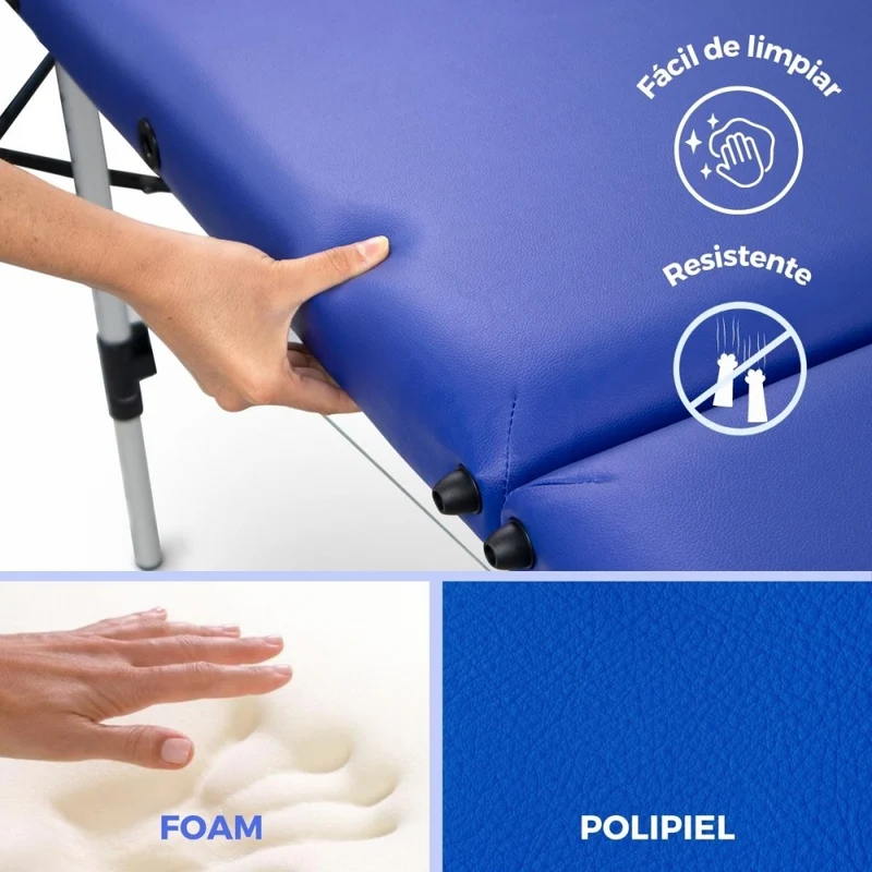 Massageliege klappbar | Kopfstütze | Tragbar | Aluminium | 186x60 cm | Blau | CA-01 Light | Mobiclinic
