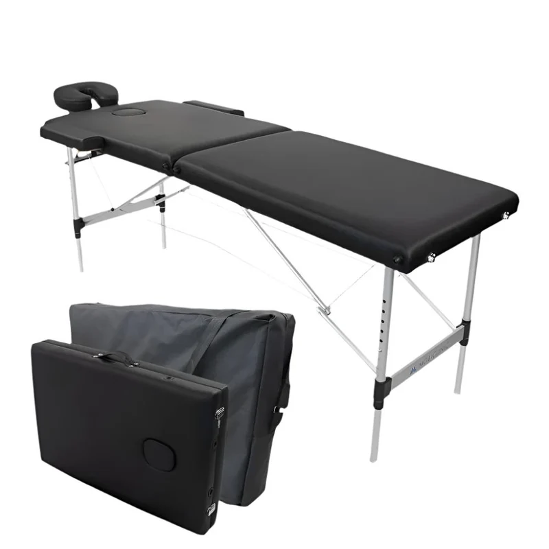 Massageliege klappbar | Kopfstütze | Tragbar | Aluminium | 186x60 cm | Schwarz | CA-01 Light | Mobiclinic