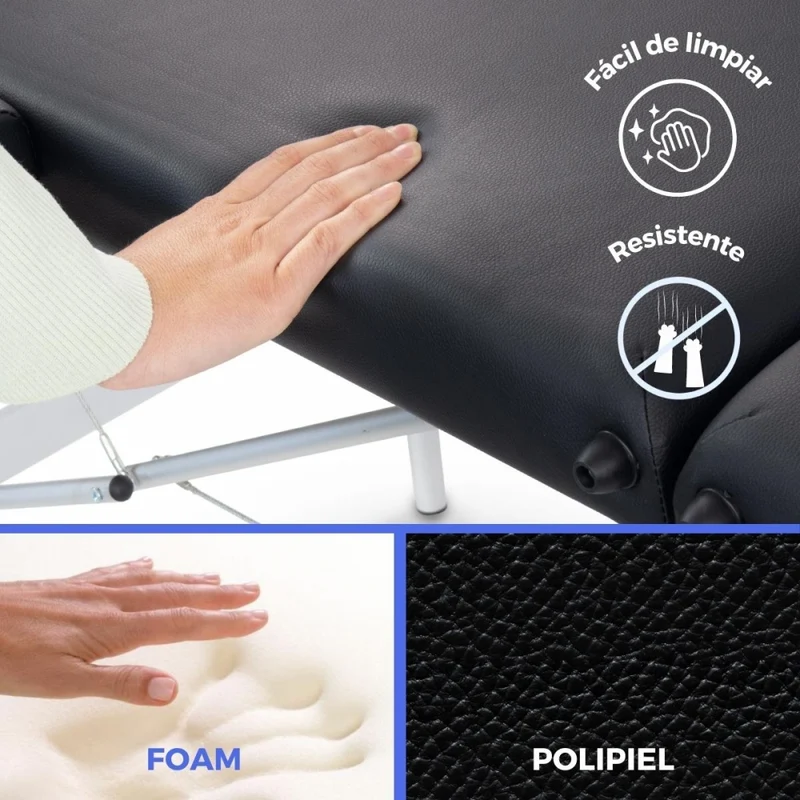 Massageliege klappbar | Kopfstütze | Tragbar | Aluminium | 186x60 cm | Schwarz | CA-01 Light | Mobiclinic