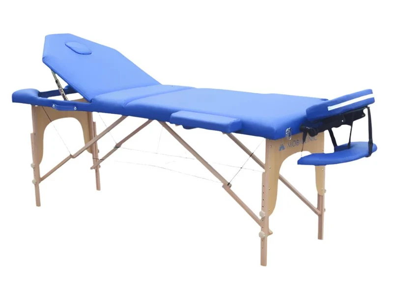 Massageliege klappbar | Kopfstützen | Tragbar | Holz | 186 x 60 cm | Blau | CA-01 PLUS | Mobiclinic