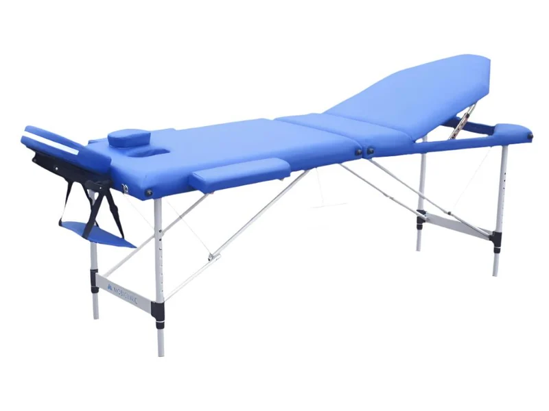 Klappbarer Massagetisch | Aluminium | Kopfstütze | Tragbar | 186 x 60 cm | Massage | Blau | CA-01 PLUS | Mobiclinic