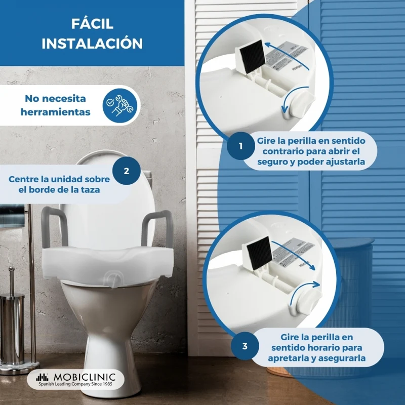 Toilettensitzerhöhung | PVC | Mit Armlehnen | 10cm | Cibeles | Mobiclinic