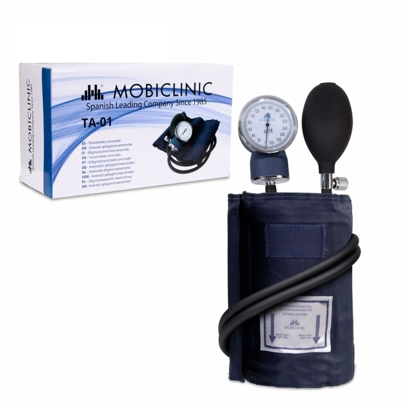 Aneroid-Blutdruckmessgerät | Blutdruck | Zwei Ausgänge | Komfortabel | Anpassbar | Blau | Mobiclinic