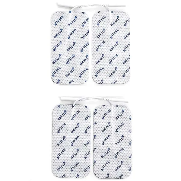 Elektroden 10x5 cm - 4 Stück - passend zu axion, Prorelax, Promed, Auvon - 2mm Steckanschluss