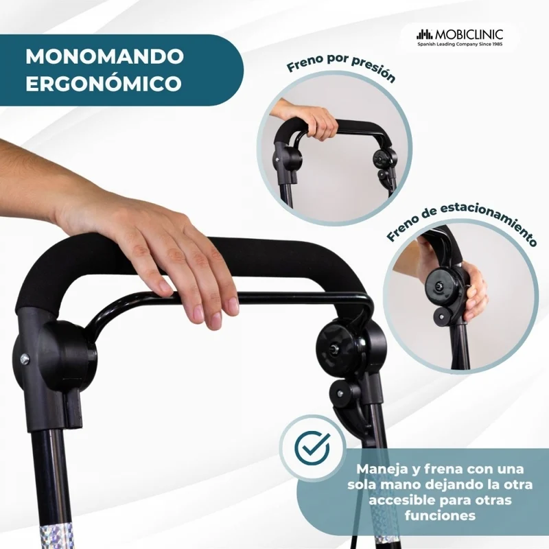 Einkaufswagen Rollator | 4 Räder | Zusammenklappbar | Mit Tasche | Mit Bremssystem | Kariert | Coliseo | Mobiclinic