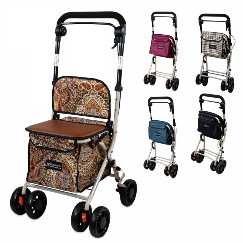 Einkaufswagen Rollator | 4 Räder | Zusammenklappbar | Mit Tasche | Mit Bremssystem | Muster | Coliseo | Mobiclinic