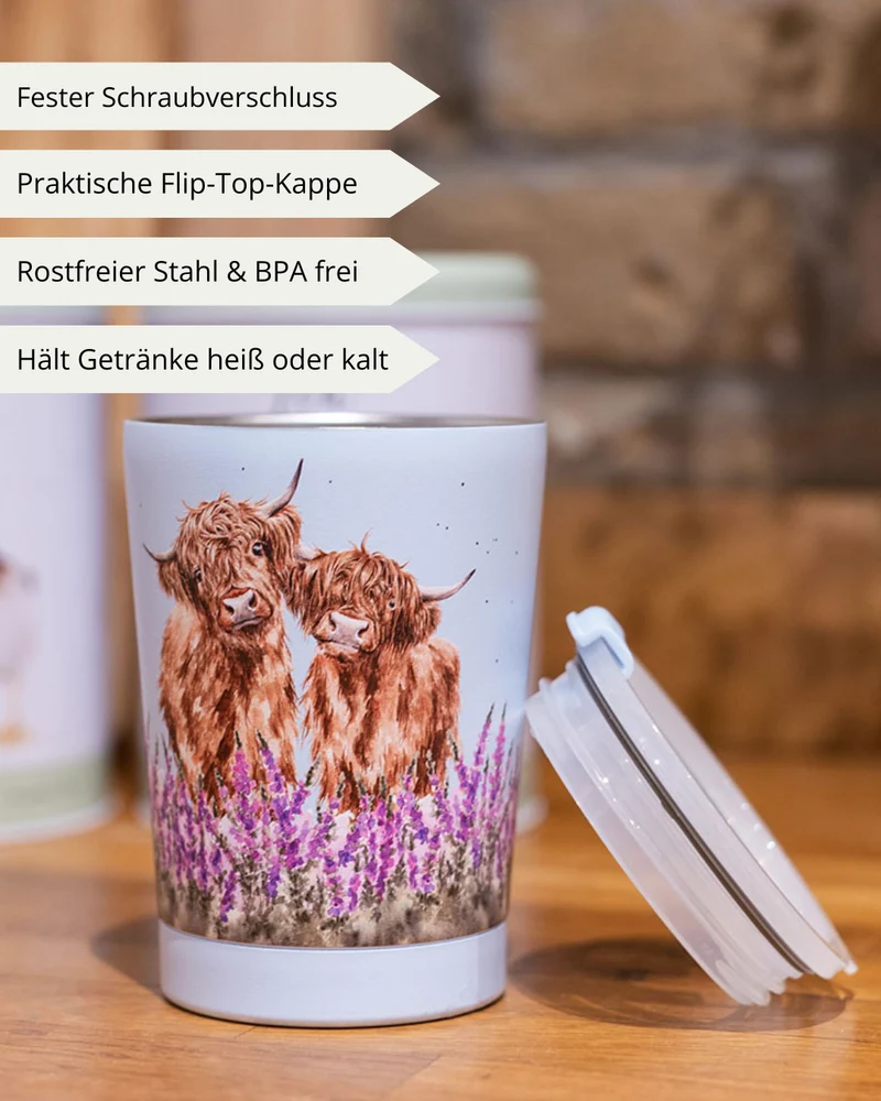 Hochlandkuh Thermosbecher To Go "Highland Cow" von Wrendale Designs