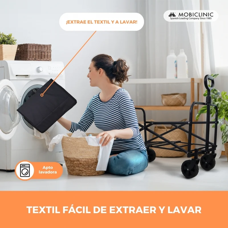 Transportwagen für Strand und Garten | Verstellbarer Griff | 71x47x67cm | Zusammenklappbar | 360º-Räder | Duna Basic| Mobiclinic