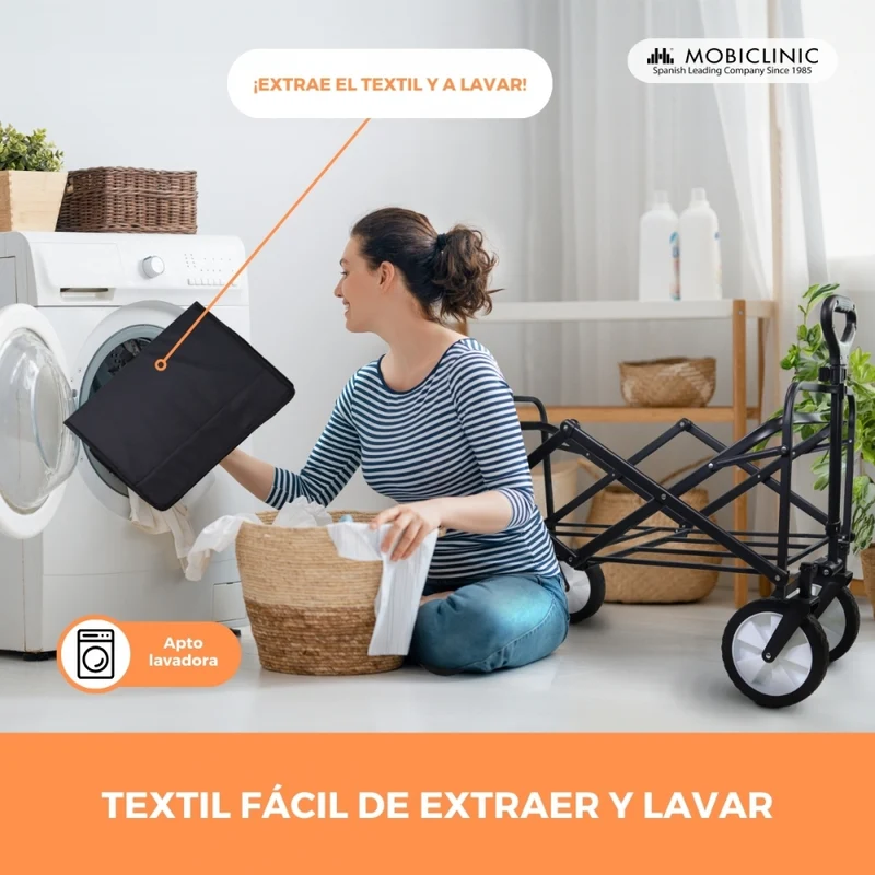 Transportwagen für Strand und Garten | Verstellbarer Griff | 85x54,5x75cm | Zusammenklappbar | 360º-Räder |Duna Pro | Mobiclinic