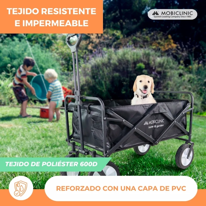 Transportwagen für Strand und Garten | Verstellbarer Griff | 85x54,5x75cm | Zusammenklappbar | 360º-Räder |Duna Pro | Mobiclinic