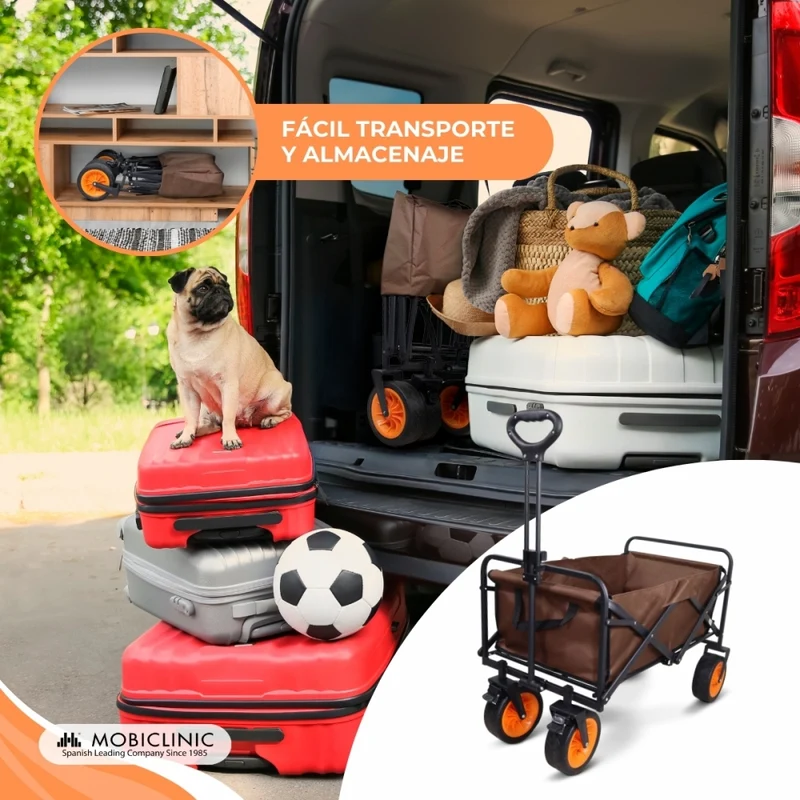 Strandgarten-Transportwagen | Verstellbarer Griff |94x56,5x77cm | Zusammenklappbar |Breite 360º-Räder |Duna Pro Plus |Mobiclinic
