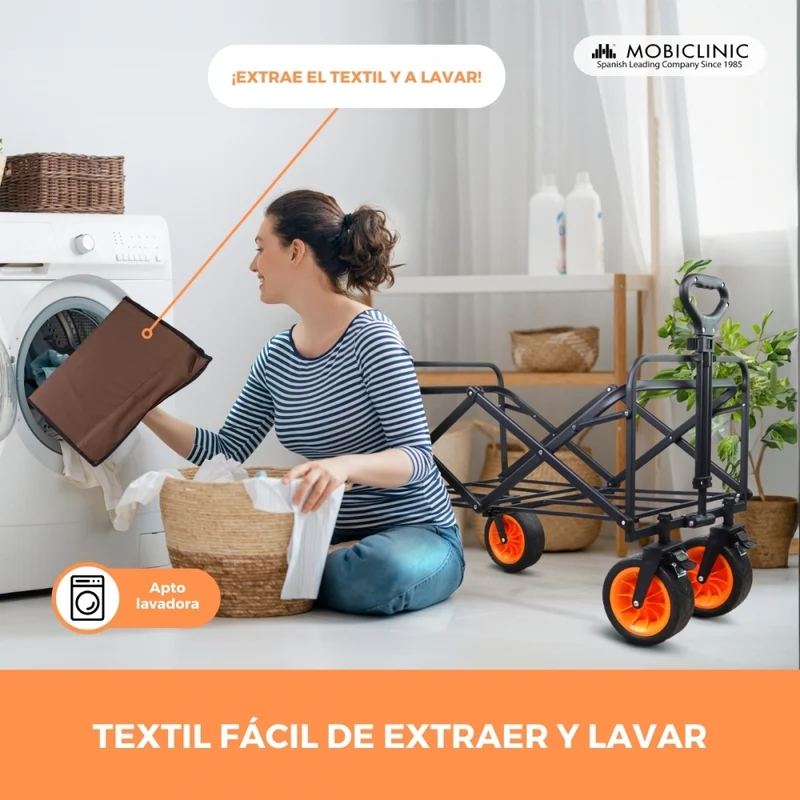 Strandgarten-Transportwagen | Verstellbarer Griff |94x56,5x77cm | Zusammenklappbar |Breite 360º-Räder |Duna Pro Plus |Mobiclinic