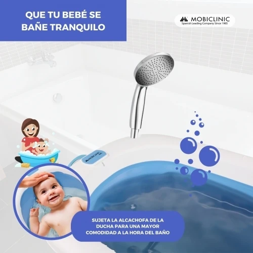 Babybadepaket | Kinderbadewanne | Faltbar | Rutschfest | Blau | Badethermometer | Quecksilberfrei | Mobiclinic