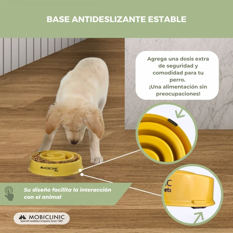 Anti-Gefräßiger langsamer Futterspender | Rutschfest |500ml | 19,5x4,6x20,6cm | Einfache Reinigung | Senf | MobiEat | Mobiclinic