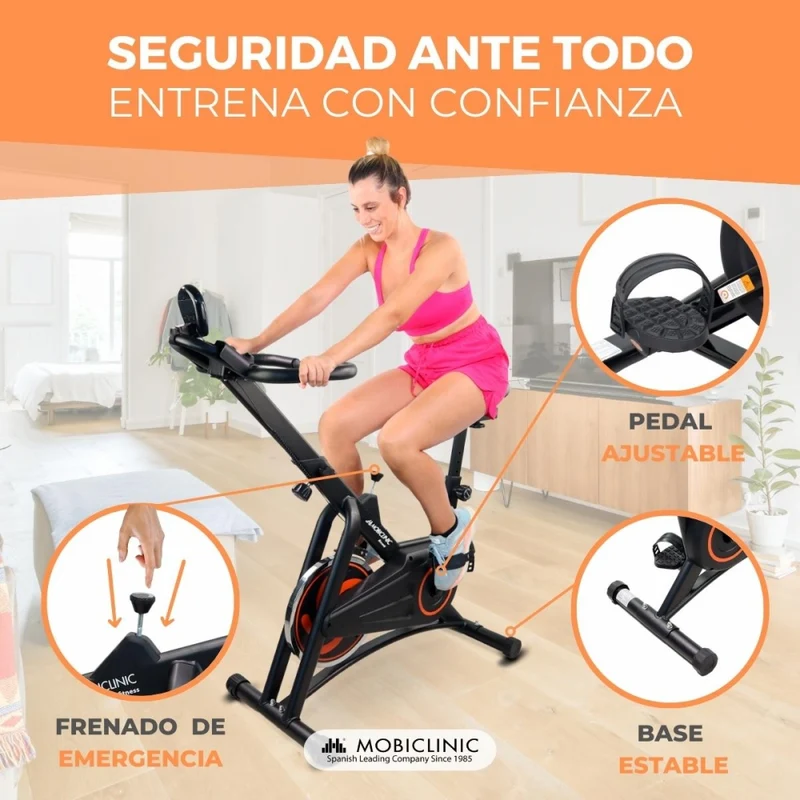 Heimtrainer | Schwungrad 10 kg | Verstellbar | Mit Rädern | LCD-Display | Max. 120kg | Makalu | Mobiclinic