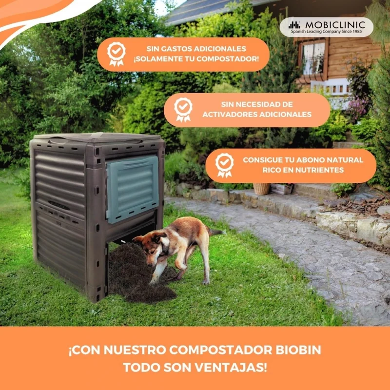 Komposter | Abfalltransformator | Für den Garten | Ohne Werkzeug | Umweltfreundlich | 300 Liter | BioBin | Mobiclinic