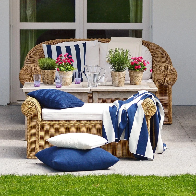 Kissenhülle 50x50cm Stripes, dunkelblau/weiß