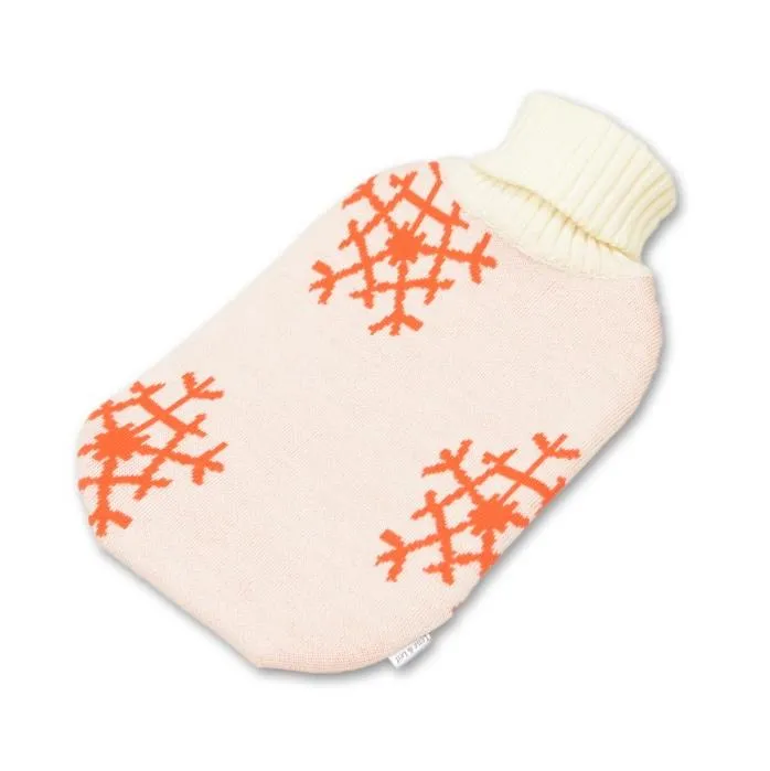 Wärmflasche Snowflakes, weiß/orange