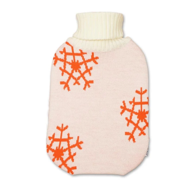 Wärmflasche Snowflakes, weiß/orange