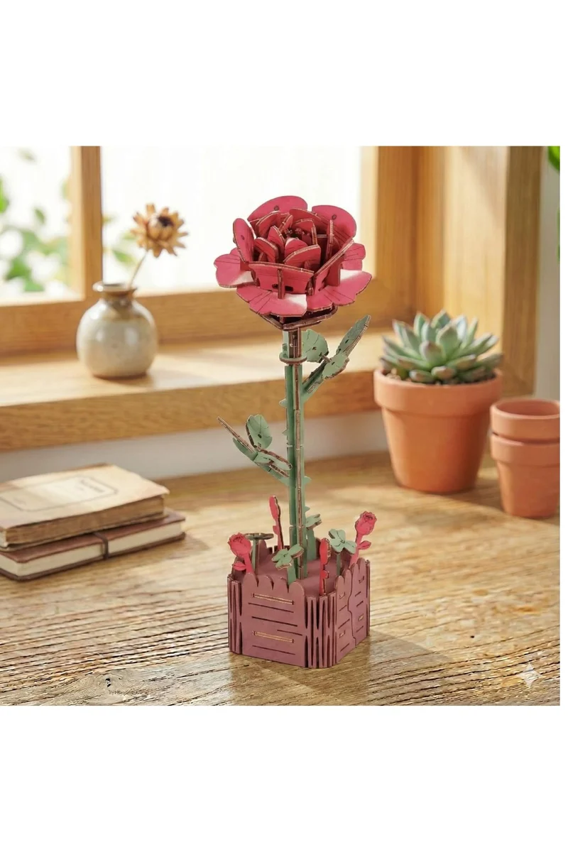 3 D Holzpuzzle - 2er Set Blume, Rose + Gänseblümchen