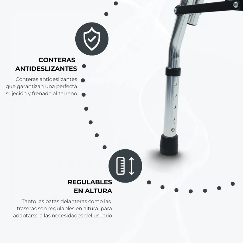 Rollator| 2 Räder | Gepolsterter Sitz | Zusammenklappbar |Verstellbar| Silber | Compostela | Mobiclinic