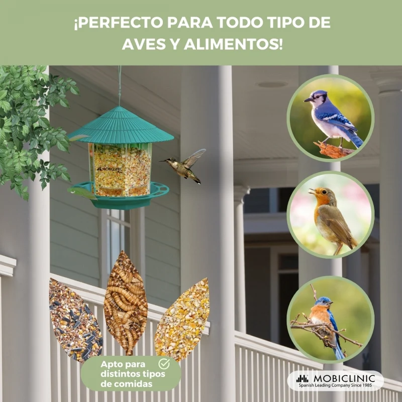 Vogelhäuschen | Silvestres | 1,2 L | Outdoor | 20 x 22 x 20 | Garten | Hängend | Spatzen | Pico | Mobiclinic