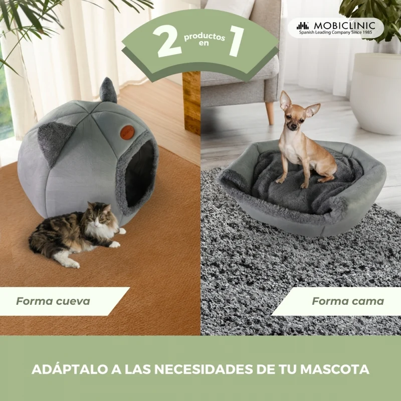 Katzenbett| Faltbar | Grau | Komfort | Sanft | 38x49x45 cm | Carga máx. 12Kg | HelloCatty | Mobiclinic