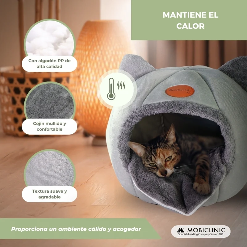 Katzenbett| Faltbar | Grau | Komfort | Sanft | 38x49x45 cm | Carga máx. 12Kg | HelloCatty | Mobiclinic