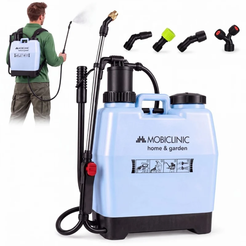 Handsprüher 16 L | Begasung | Gartenarbeit | Bewässerung | Sulfatator | Rucksack | 4 Düsen | Pumpe | Fumibug | Mobiclinic
