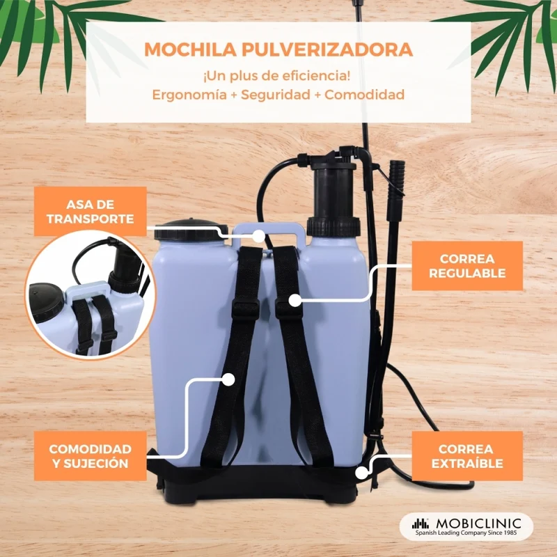 Handsprüher 16 L | Begasung | Gartenarbeit | Bewässerung | Sulfatator | Rucksack | 4 Düsen | Pumpe | Fumibug | Mobiclinic