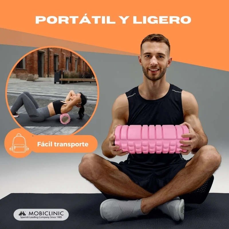 Massagerolle | Schaumgummi | 14 x 33 cm | Vielseitig | Leicht | Verhindert Verletzungen | Orange | FitRoller | Mobiclinic