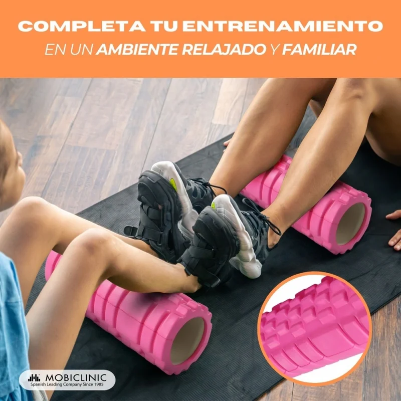 Massagerolle | Schaumgummi | 14 x 33 cm | Vielseitig | Leicht | Verhindert Verletzungen | Orange | FitRoller | Mobiclinic