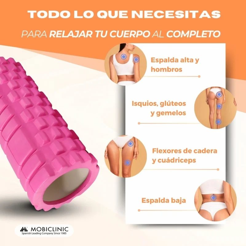 Massagerolle | Schaumgummi | 14 x 33 cm | Vielseitig | Leicht | Verhindert Verletzungen | Orange | FitRoller | Mobiclinic