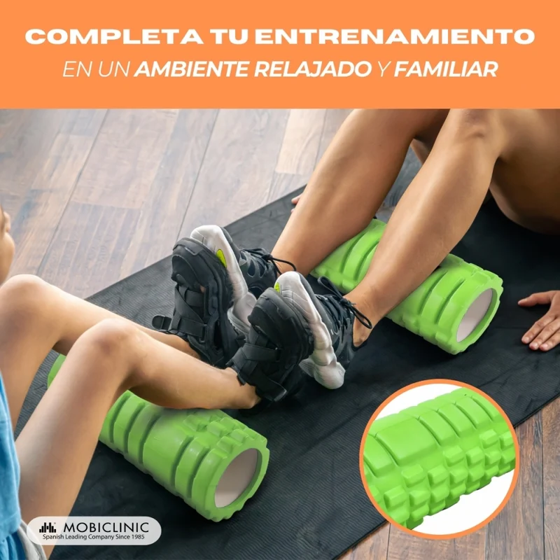 Massagerolle | Schaumgummi | 14 x 33 cm | Vielseitig | Leicht | Verhindert Verletzungen | Orange | FitRoller | Mobiclinic