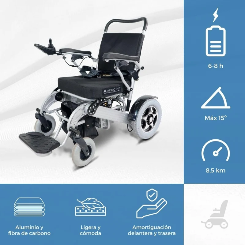 Elektrorollstuhl | Faltbar | Aluminium | Auton. 34 km | 24V | Licht | Troya Plus | Mobiclinic