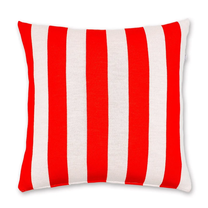 Kissenhülle 50x50cm Stripes, rot/weiß