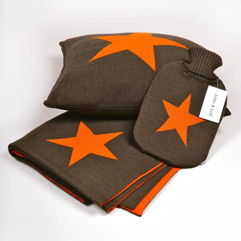 Kissenhülle 50x50cm Star, braun/orange