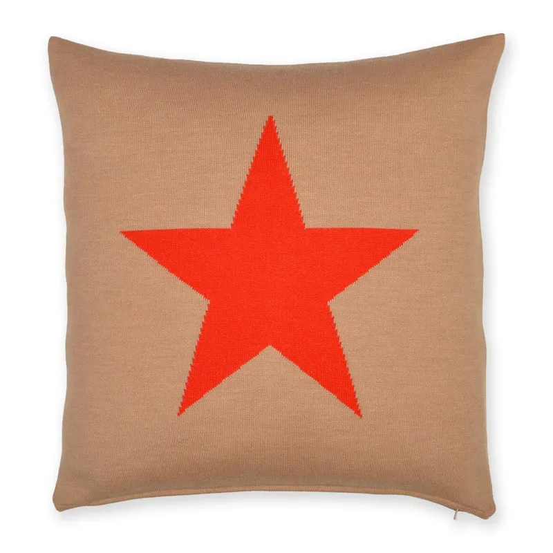 Kissenhülle 50x50cm Star, camel/rot