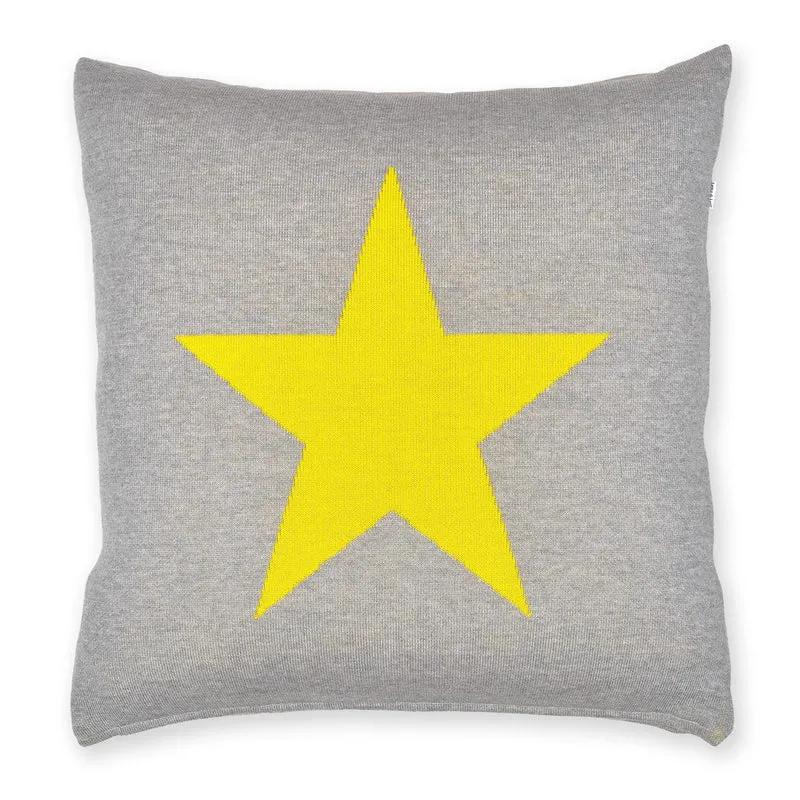 Kissenhülle 50x50cm Star, grau/gelb