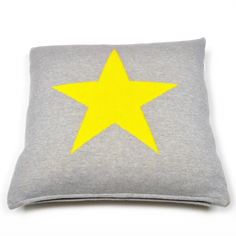 Kissenhülle 50x50cm Star, grau/gelb