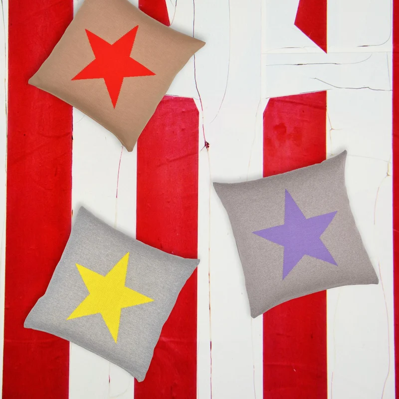 Kissenhülle 50x50cm Star, grau/gelb