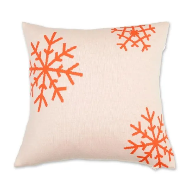 Kissenhülle 50x50cm Snowflakes, weiß/orange