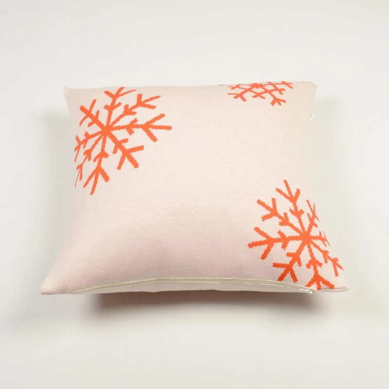 Kissenhülle 50x50cm Snowflakes, weiß/orange