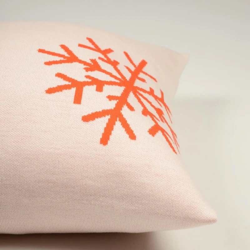 Kissenhülle 50x50cm Snowflakes, weiß/orange