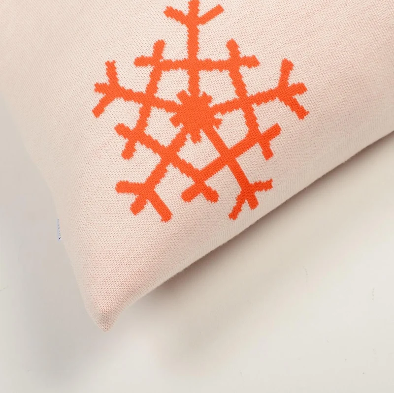 Kissenhülle 50x50cm Snowflakes, weiß/orange